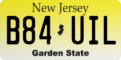 NJ license plate B84UIL