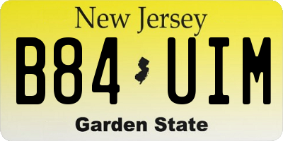 NJ license plate B84UIM