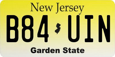 NJ license plate B84UIN