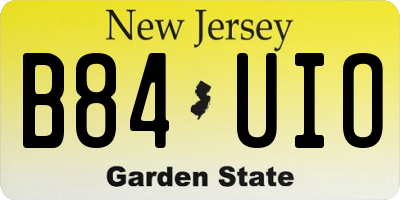 NJ license plate B84UIO