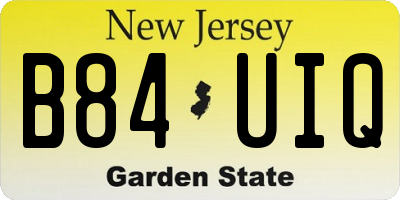 NJ license plate B84UIQ