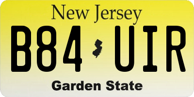 NJ license plate B84UIR