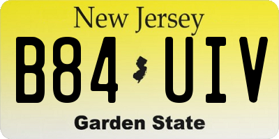 NJ license plate B84UIV