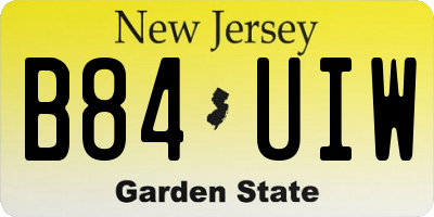 NJ license plate B84UIW