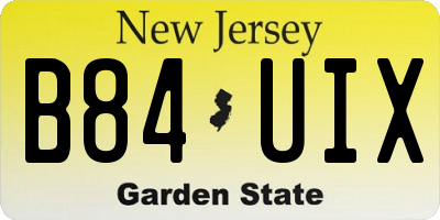 NJ license plate B84UIX