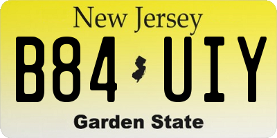 NJ license plate B84UIY
