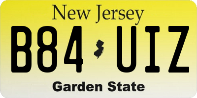 NJ license plate B84UIZ
