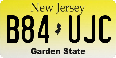 NJ license plate B84UJC