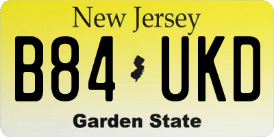 NJ license plate B84UKD