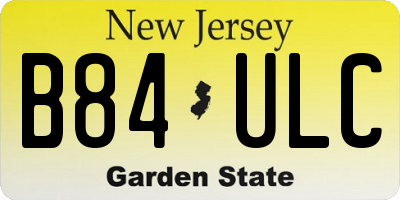 NJ license plate B84ULC
