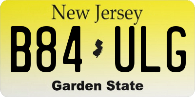 NJ license plate B84ULG