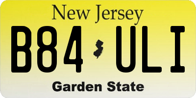 NJ license plate B84ULI