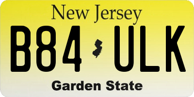 NJ license plate B84ULK