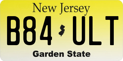 NJ license plate B84ULT
