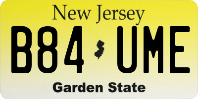 NJ license plate B84UME