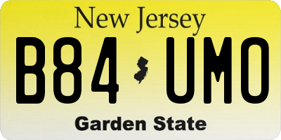 NJ license plate B84UMO