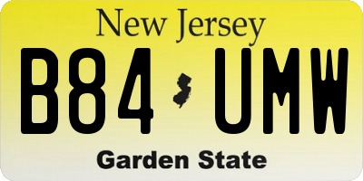 NJ license plate B84UMW