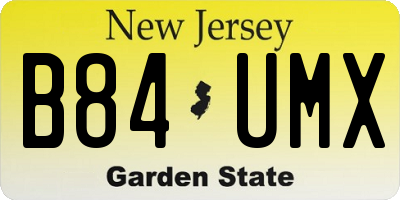 NJ license plate B84UMX