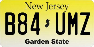 NJ license plate B84UMZ