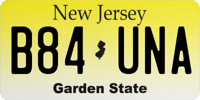NJ license plate B84UNA