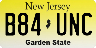 NJ license plate B84UNC