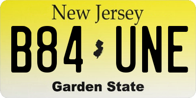 NJ license plate B84UNE