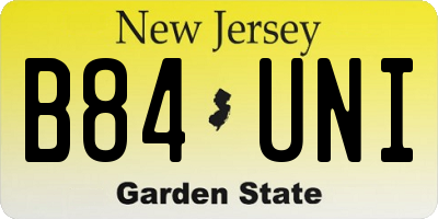 NJ license plate B84UNI