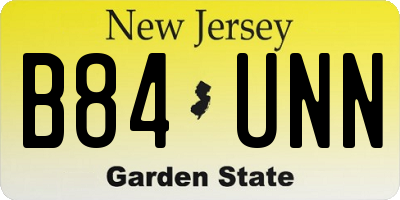 NJ license plate B84UNN