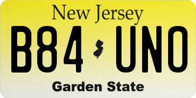 NJ license plate B84UNO