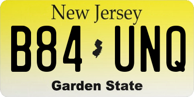NJ license plate B84UNQ