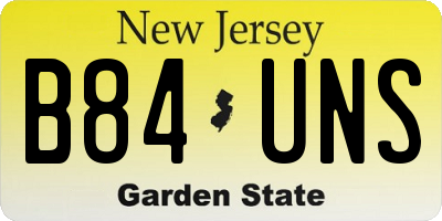 NJ license plate B84UNS