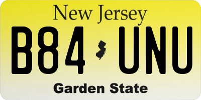 NJ license plate B84UNU