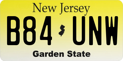 NJ license plate B84UNW