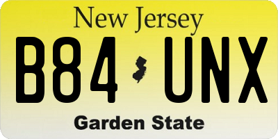 NJ license plate B84UNX