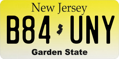 NJ license plate B84UNY