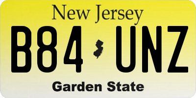 NJ license plate B84UNZ