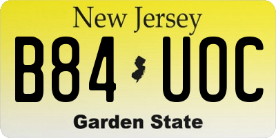 NJ license plate B84UOC