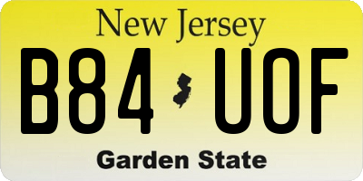 NJ license plate B84UOF