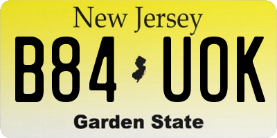 NJ license plate B84UOK