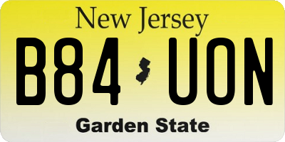 NJ license plate B84UON