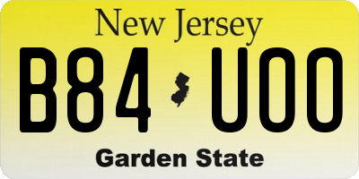 NJ license plate B84UOO