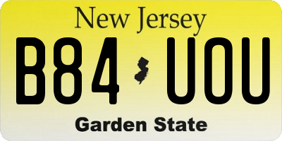 NJ license plate B84UOU