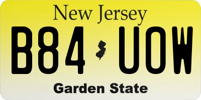 NJ license plate B84UOW