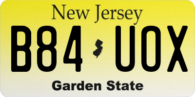 NJ license plate B84UOX