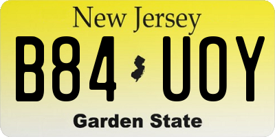 NJ license plate B84UOY