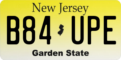 NJ license plate B84UPE