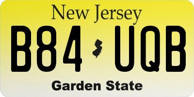 NJ license plate B84UQB