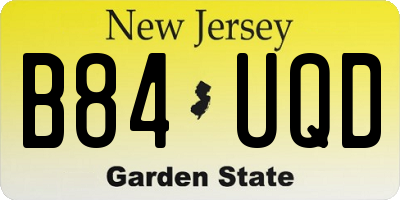 NJ license plate B84UQD