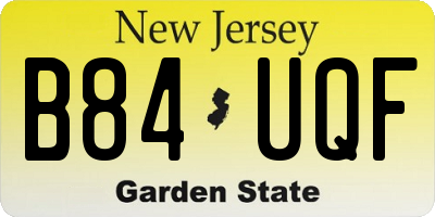 NJ license plate B84UQF