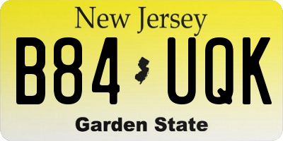 NJ license plate B84UQK